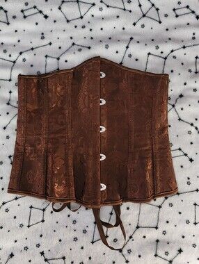 Copper Brown Brocade Waist Cincher Corset